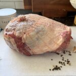 Fresh Leg of lamb uncooked and wrapped
